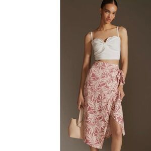 Anthropologie Sunday In Brooklyn Green Striped Tie Wrap Midi Skirt M Boho Vacay
